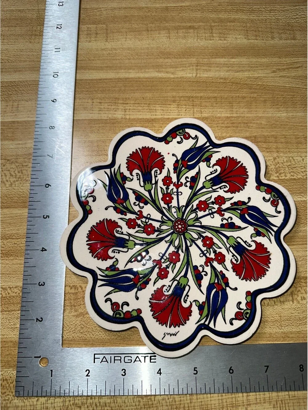 Turkish Handmade Ceramic Floral Trivet Home Decor